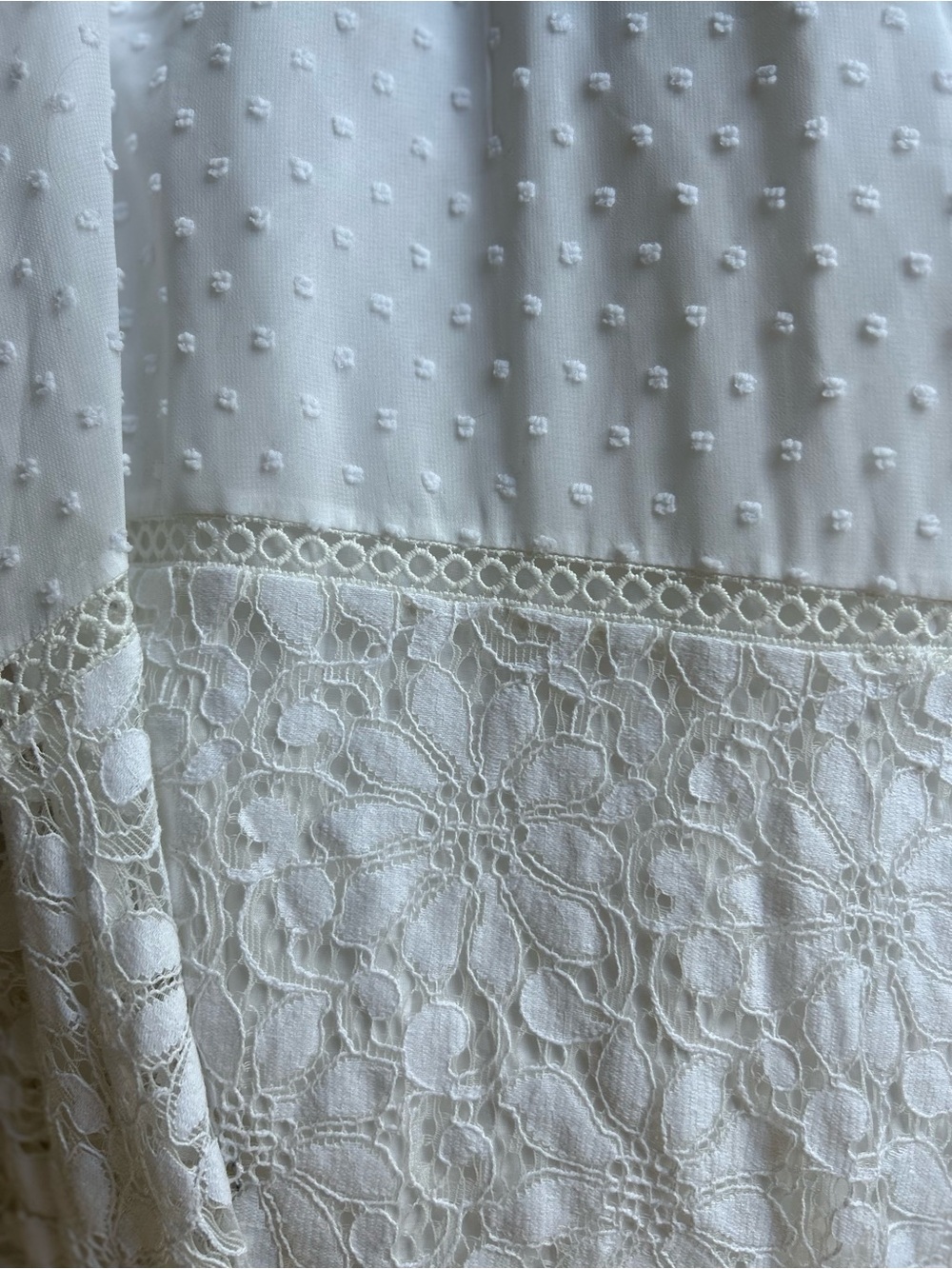 Taylor White Lace & Swiss Dot Kerchief Hem Halter Dress Size 14 - Picture 11 of 11